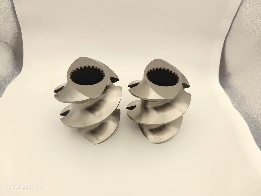 อุปกรณ์เสริมเครื่องบดกรีเนียเตอร์ Twin Screw Extruder Granulator Meshing Covey Screw Element จาก 12 มม -300 มม