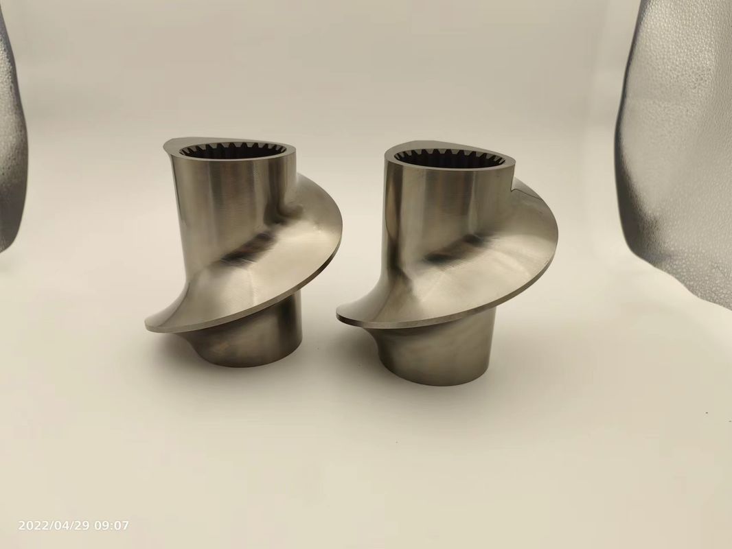 อุปกรณ์เสริมเครื่องบดกรีเนียเตอร์ Twin Screw Extruder Granulator Meshing Covey Screw Element จาก 12 มม -300 มม