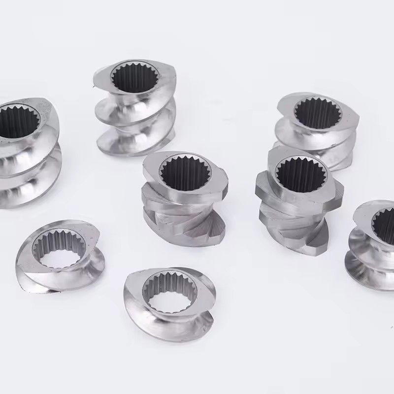 ความแม่นยําสูง extruded สกรูและกระบอก สกรูส่วนประกอบสําหรับเครื่อง extruder สองสกรู