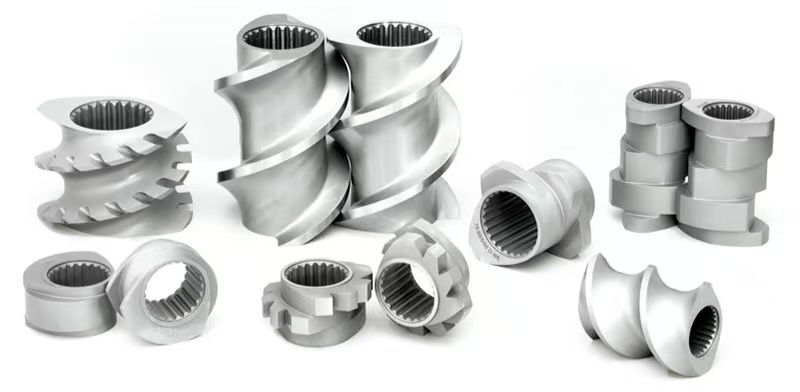 เครื่องบดหมุนร่วม Twin Screw Extruder ชิ้นส่วนของเครื่อง Shaft Screw Segment Barrel และ Side Feeder usd สําหรับเครื่องแบตเตอรี่ลิตিয়াম