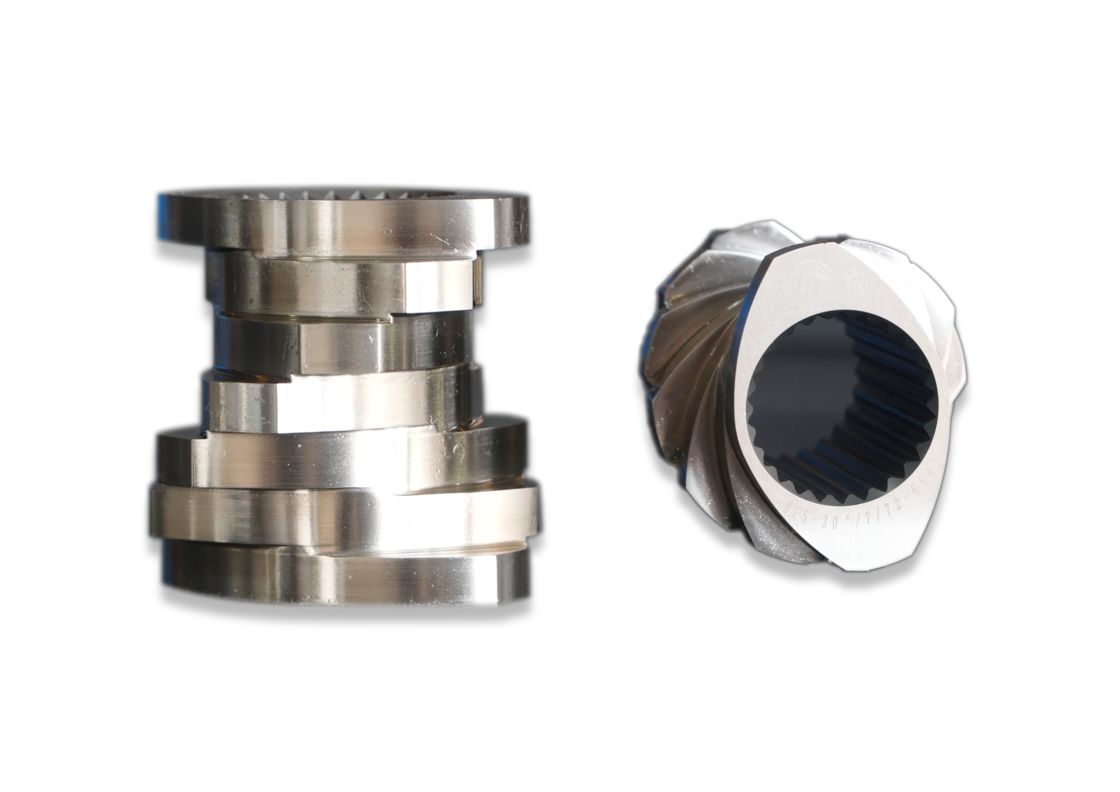 เครื่องสกรูเอเลเม้นต์สกรูบาร์เรลสกรูอะไหล่ชัฟท์สําหรับ CTE Twin Screw Extruder Machine