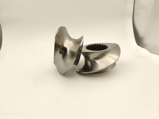 อุปกรณ์เสริมเครื่องบดกรีเนียเตอร์ Twin Screw Extruder Granulator Meshing Covey Screw Element จาก 12 มม -300 มม