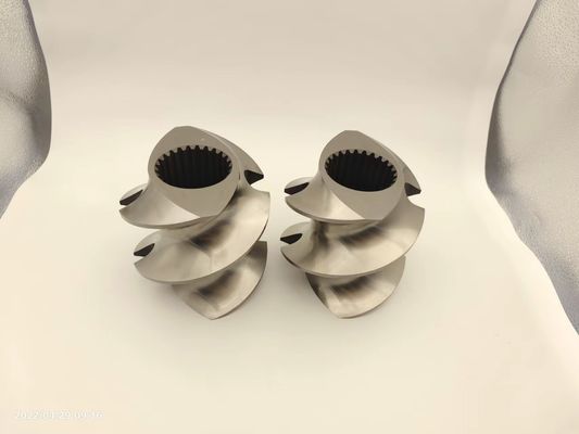 อุปกรณ์เสริมเครื่องบดกรีเนียเตอร์ Twin Screw Extruder Granulator Meshing Covey Screw Element จาก 12 มม -300 มม