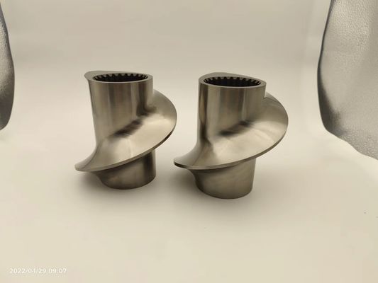 อุปกรณ์เสริมเครื่องบดกรีเนียเตอร์ Twin Screw Extruder Granulator Meshing Covey Screw Element จาก 12 มม -300 มม