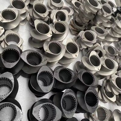ความแม่นยําสูง extruded สกรูและกระบอก สกรูส่วนประกอบสําหรับเครื่อง extruder สองสกรู