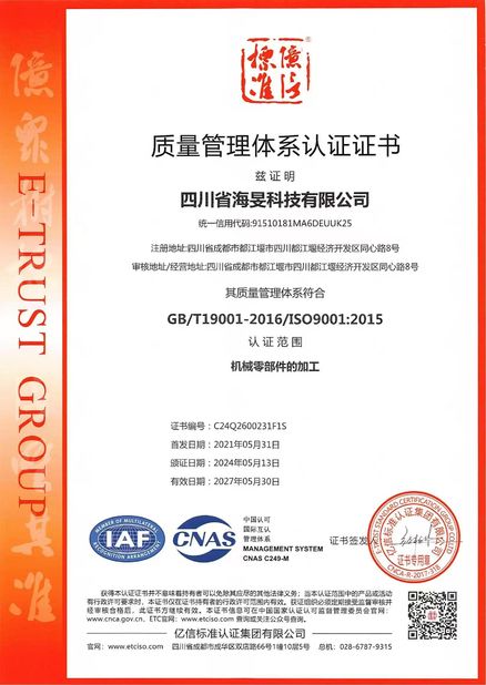 ประเทศจีน Sichuan Haimin Technology Co., Ltd รับรอง